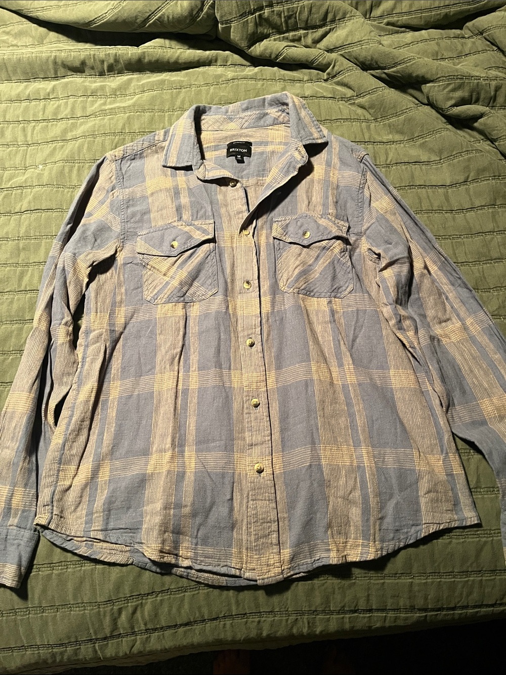 Brixton Light Blue and Beige Plaid Long Sleeve Shirt
